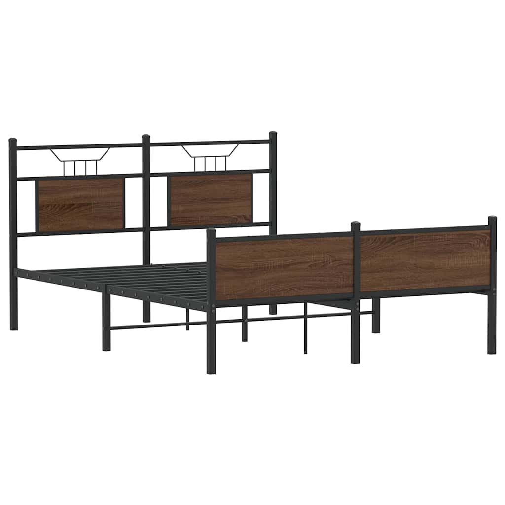 vidaXL Bed Frame without Mattress Brown Oak 140x190 cm Engineered Wood