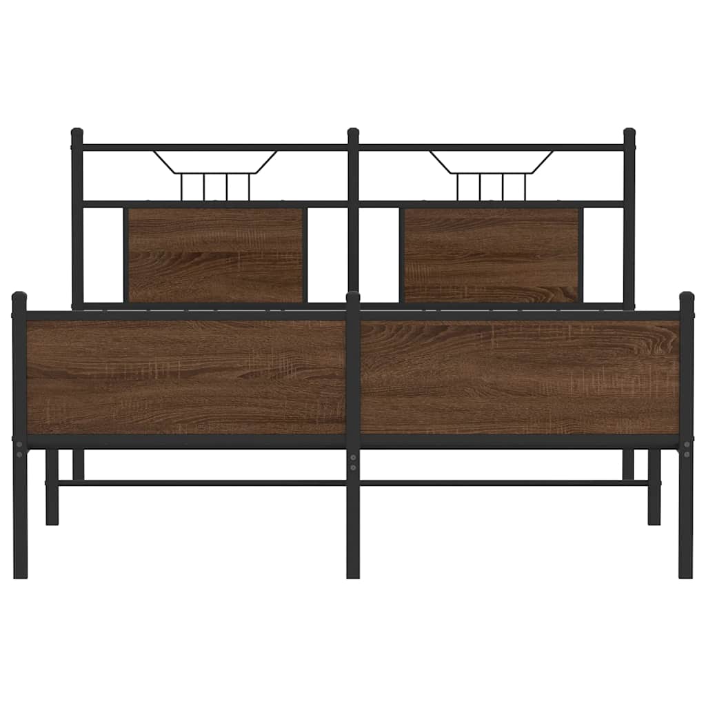 vidaXL Bed Frame without Mattress Brown Oak 140x190 cm Engineered Wood