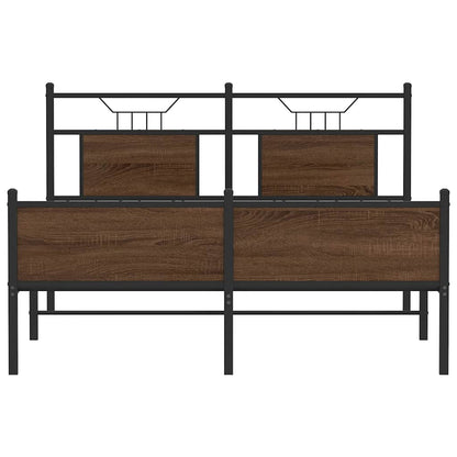 vidaXL Bed Frame without Mattress Brown Oak 140x190 cm Engineered Wood