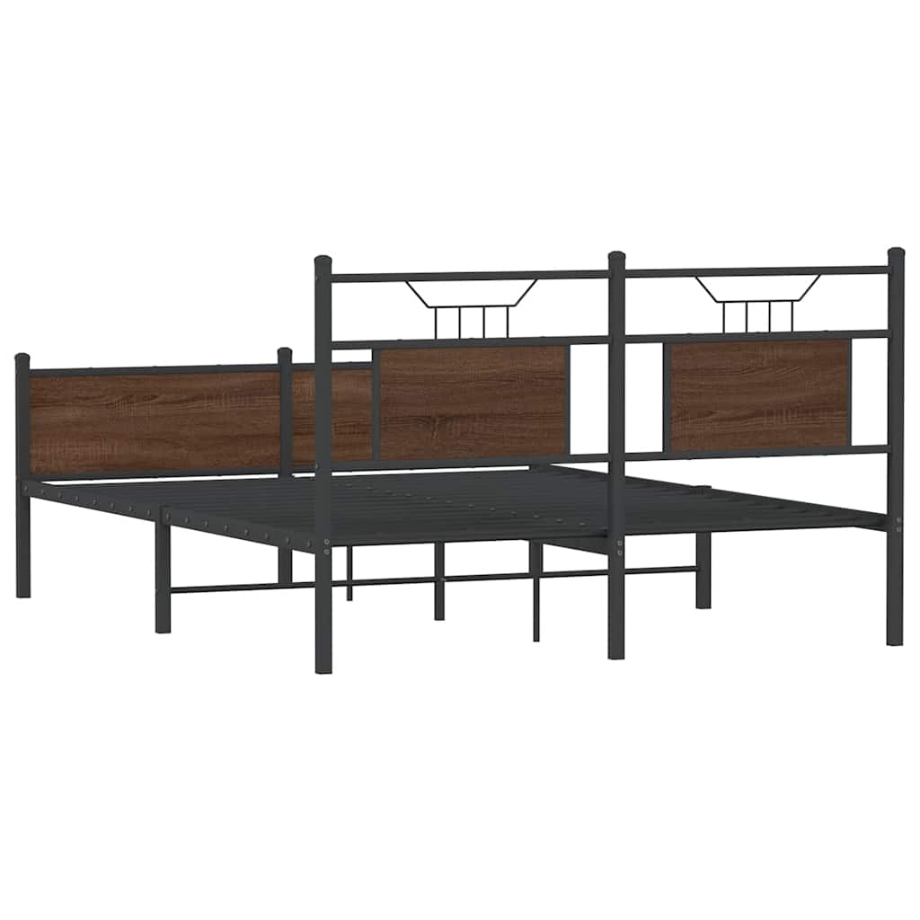 vidaXL Bed Frame without Mattress Brown Oak 140x190 cm Engineered Wood