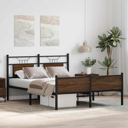 vidaXL Bed Frame without Mattress Brown Oak 140x200 cm Engineered Wood