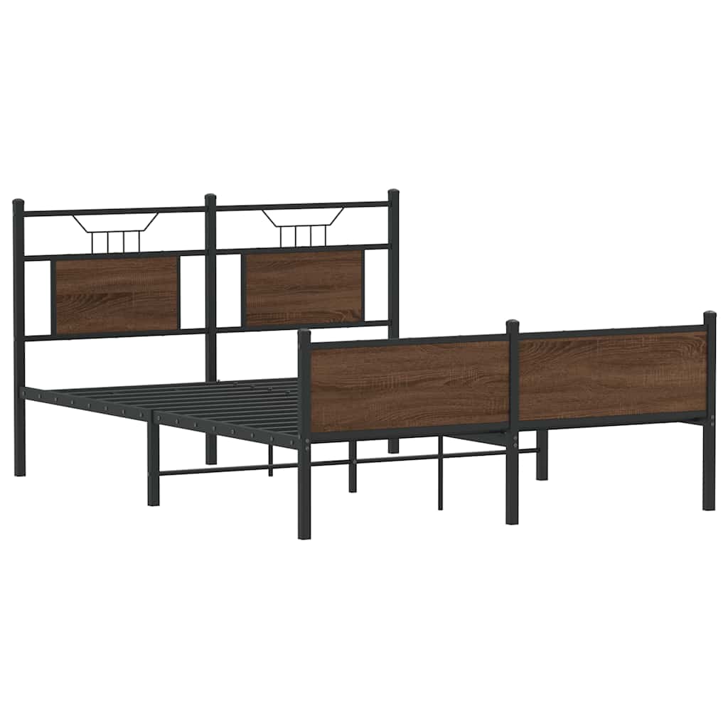 vidaXL Bed Frame without Mattress Brown Oak 150x200 cm King Size Engineered Wood