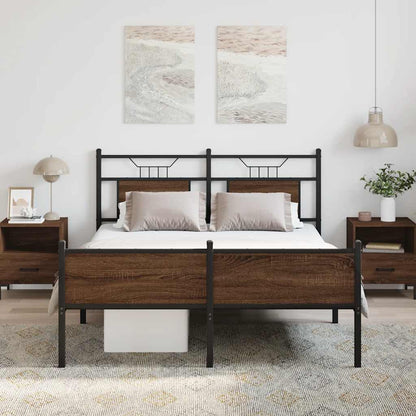 vidaXL Bed Frame without Mattress Brown Oak 150x200 cm King Size Engineered Wood