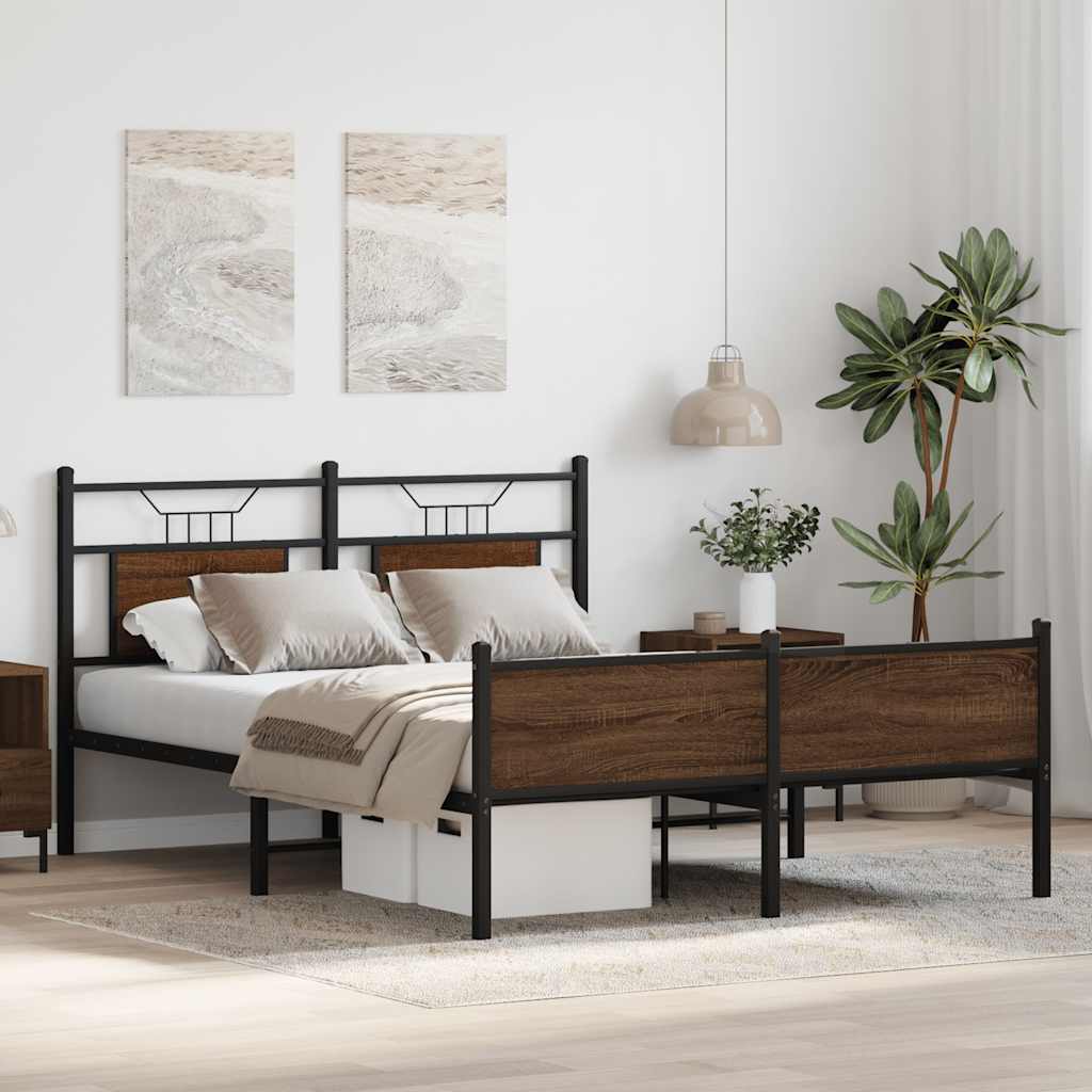 vidaXL Bed Frame without Mattress Brown Oak 150x200 cm King Size Engineered Wood