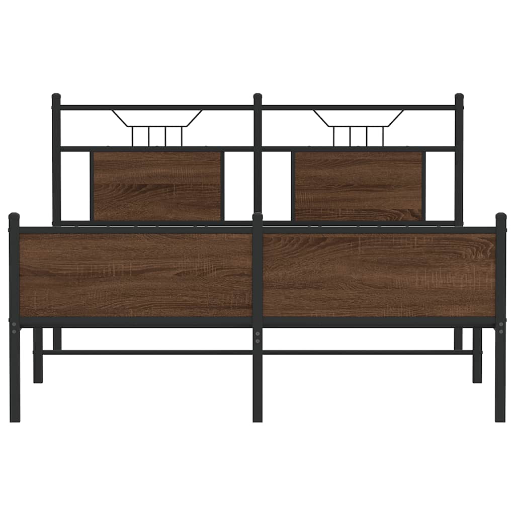 vidaXL Bed Frame without Mattress Brown Oak 150x200 cm King Size Engineered Wood