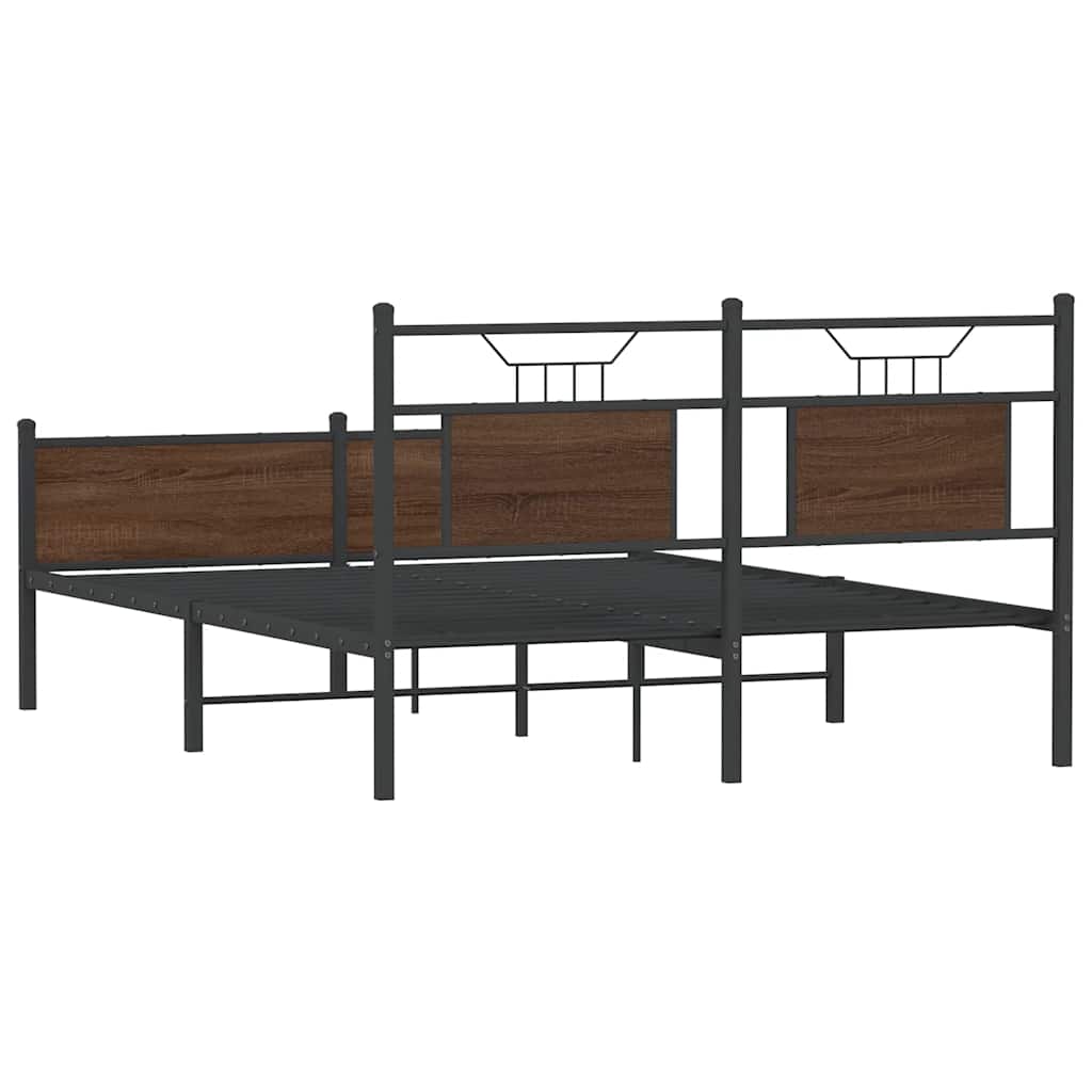 vidaXL Bed Frame without Mattress Brown Oak 150x200 cm King Size Engineered Wood