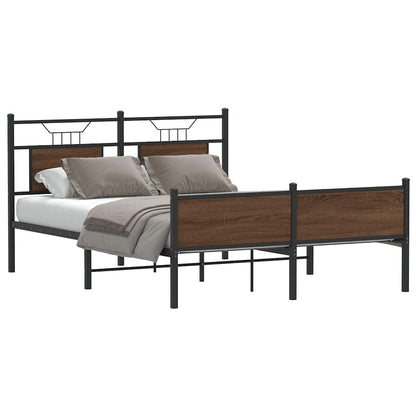 vidaXL Bed Frame without Mattress Brown Oak 150x200 cm King Size Engineered Wood
