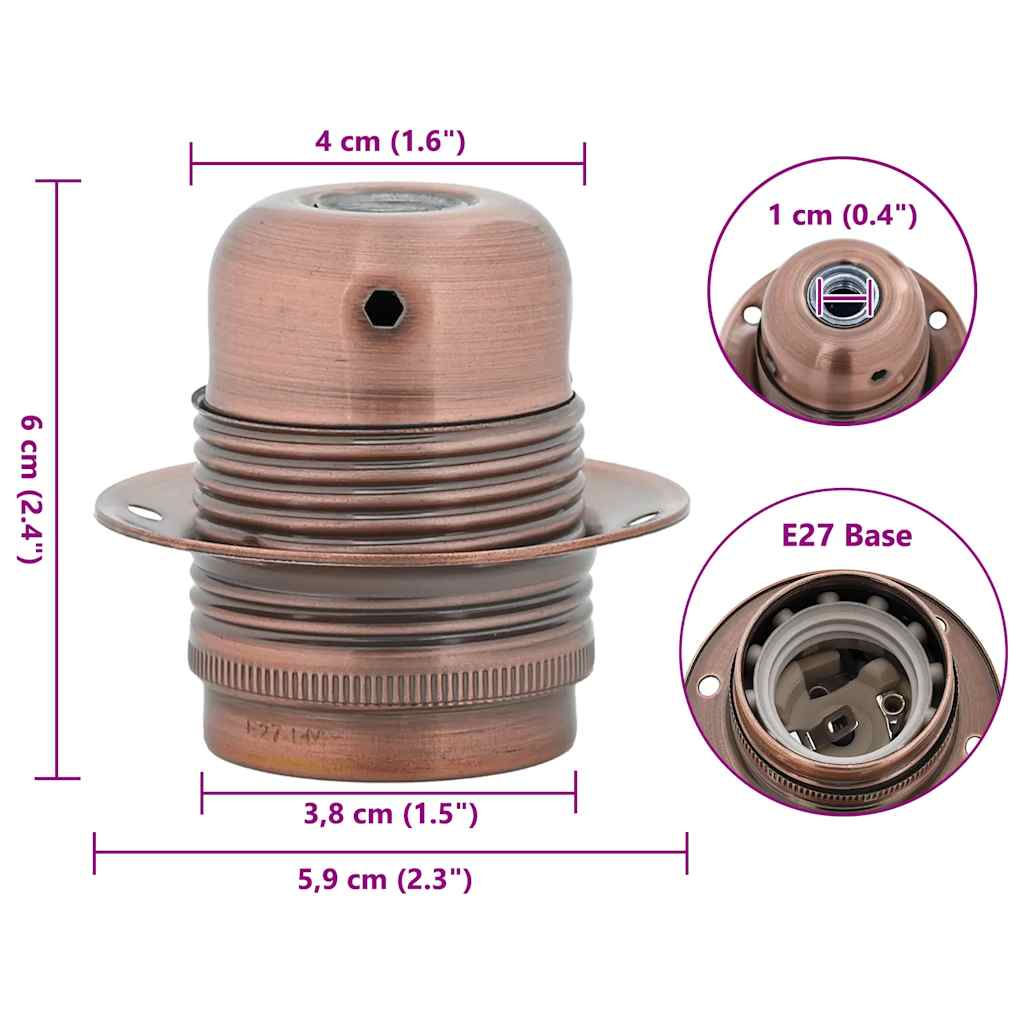 vidaXL Lamp Holders 2 pcs Red Bronze E27