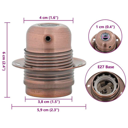 vidaXL Lamp Holders 2 pcs Red Bronze E27