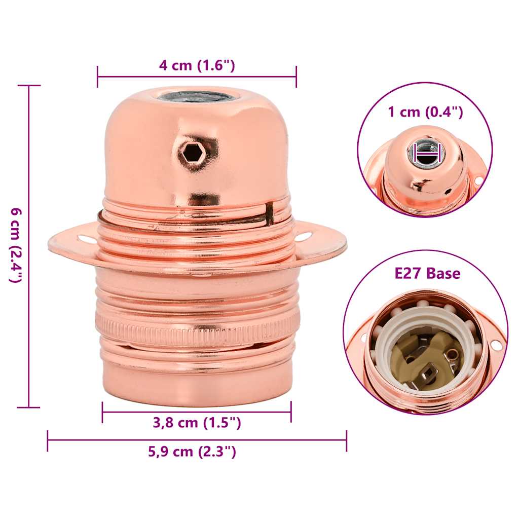 vidaXL Lamp Holders 2 pcs Rose Gold E27
