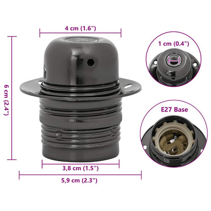 vidaXL Lamp Holders 2 pcs Glossy Black E27