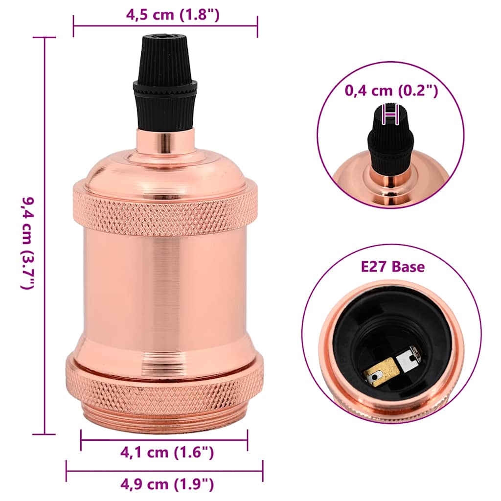 vidaXL Lamp Holders 2 pcs Rose Gold E27