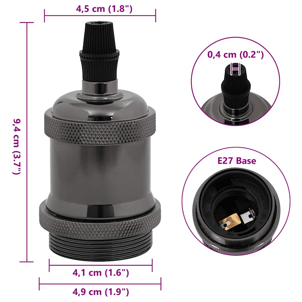 vidaXL Lamp Holders 2 pcs Glossy Black E27