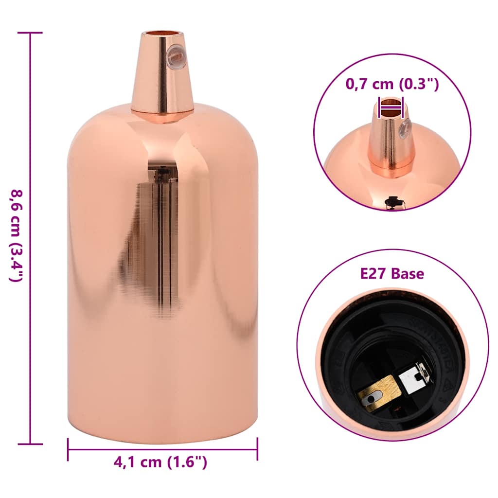 vidaXL Lamp Holders 2 pcs Rose Gold E27