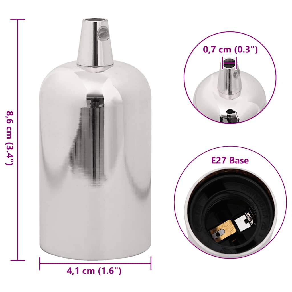 vidaXL Lamp Holders 2 pcs Satin Nickel E27