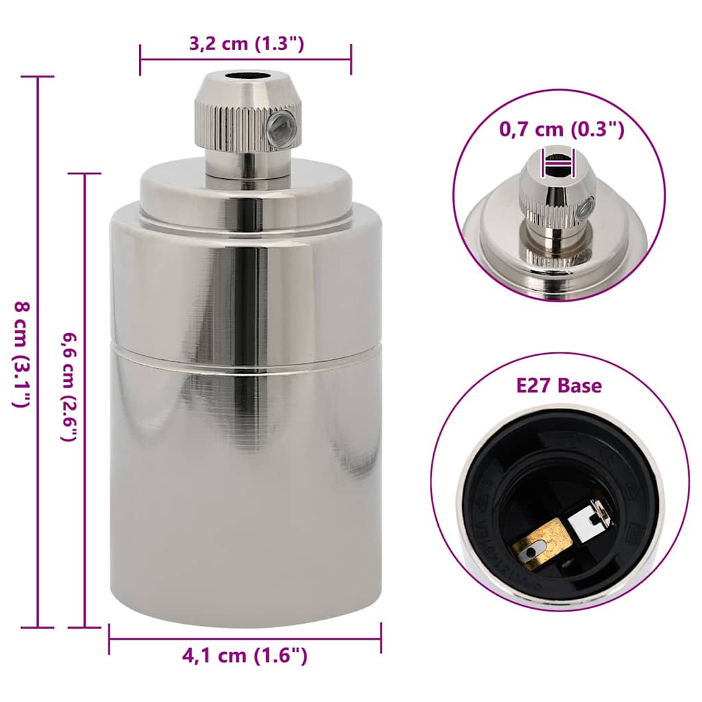 vidaXL Lamp Holders 2 pcs Satin Nickel E27