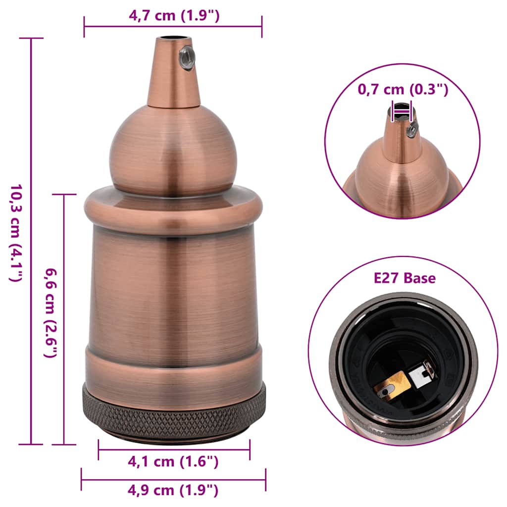 vidaXL Lamp Holders 2 pcs Red Bronze E27