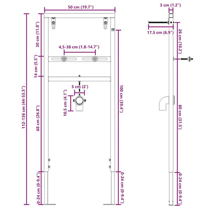 vidaXL Bathroom Wall Support Height Adjustable Blue 50 x 3 x 112 cm