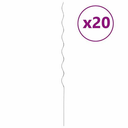 vidaXL Plant Support 20 pcs Silver 150 x 0.6 x 0.6 cm Steel