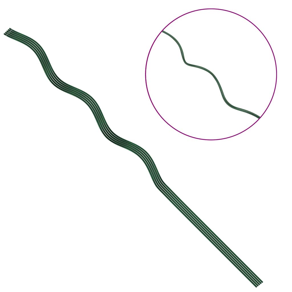 vidaXL Plant Support 5 pcs Green 110 x 0.6 x 0.6 cm Steel