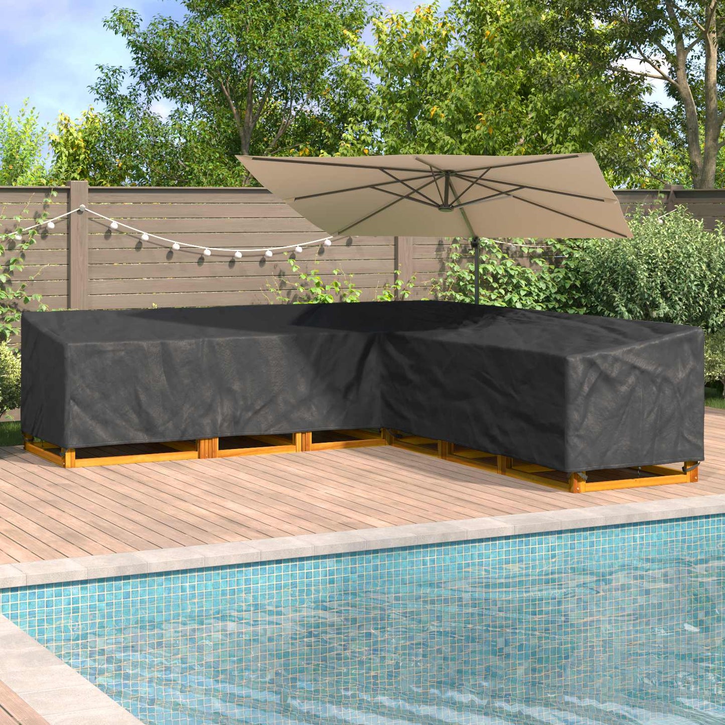 vidaXL Furniture Cover 325 x 325 x 80 cm 420D Oxford Fbric L-Shape