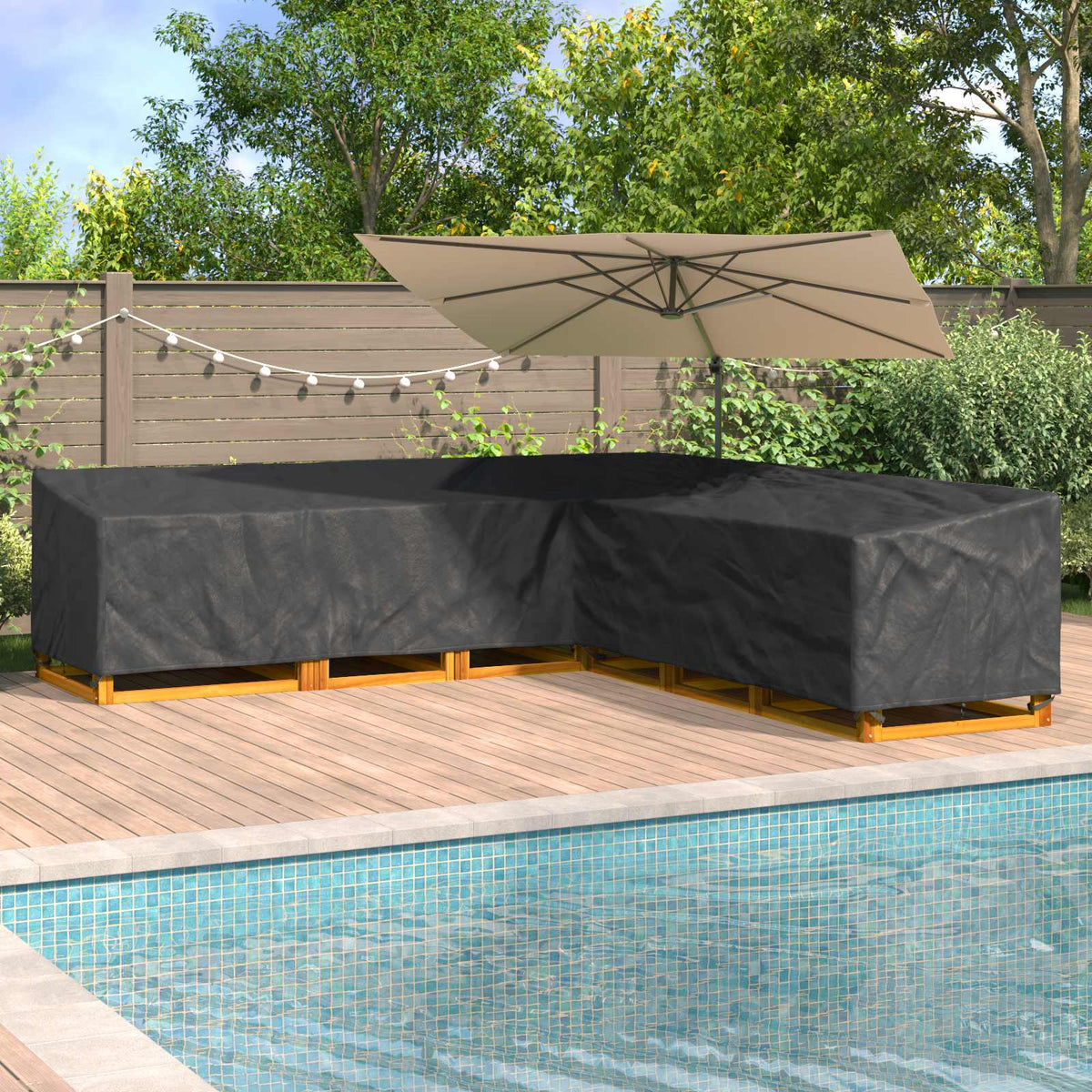 vidaXL Furniture Cover 325 x 325 x 80 cm 600D Oxford Fbric L-Shape