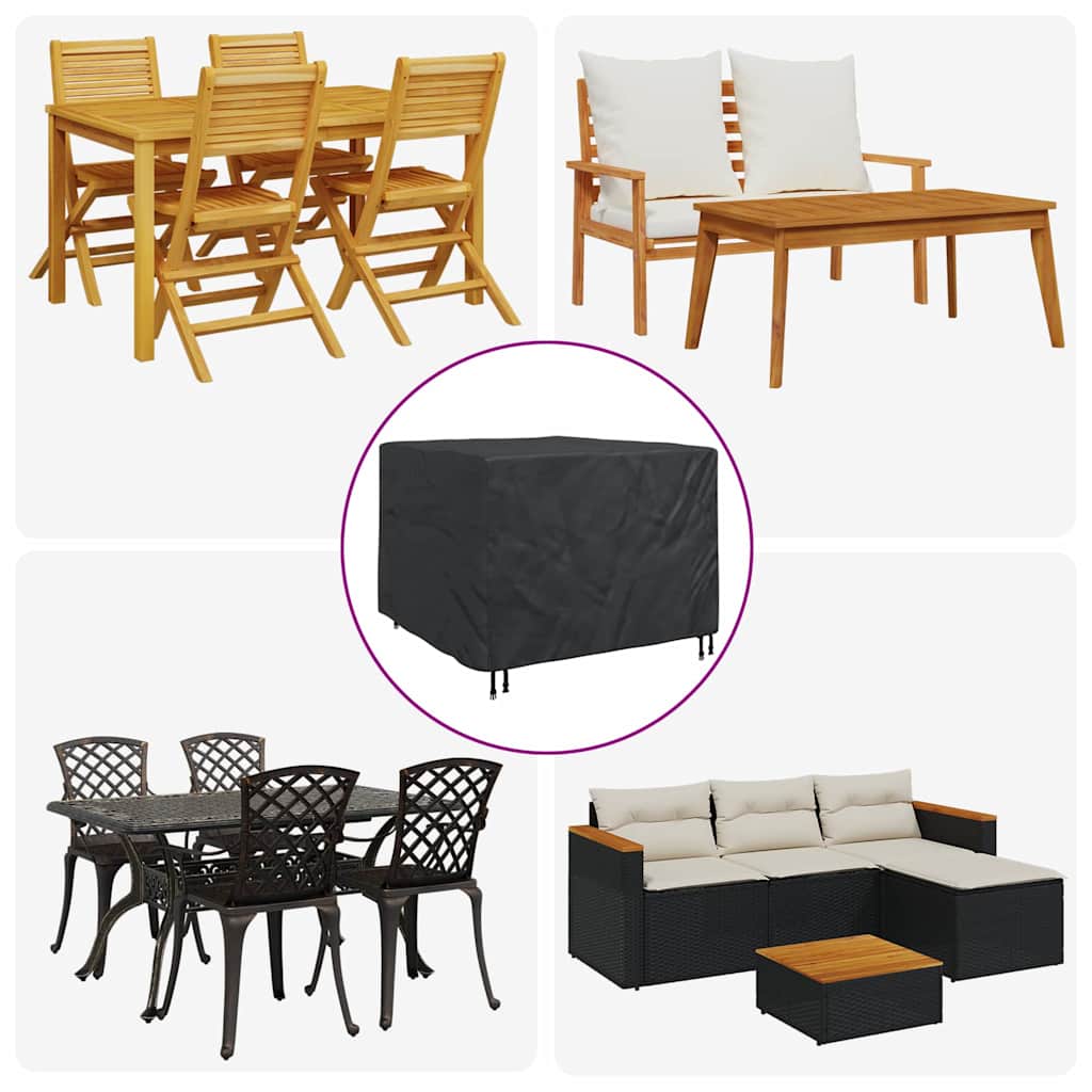 vidaXL Furniture Cover Black 125 x 125 x 74 cm 210D Oxford Fabric