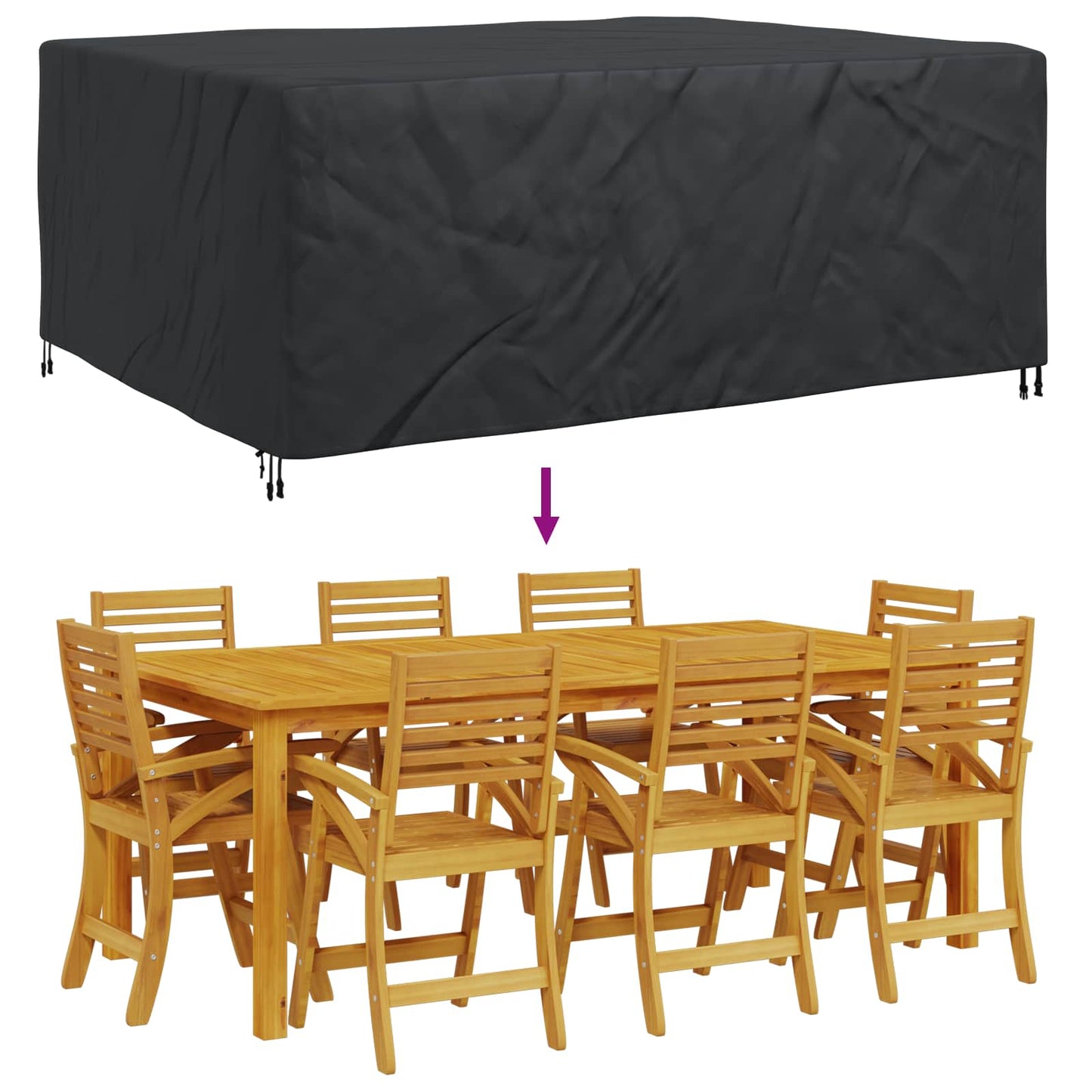 vidaXL Furniture Cover Plain Black 240 x 190 x 90 cm 600D