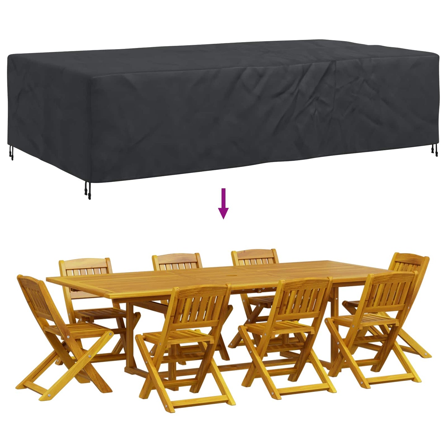 vidaXL Furniture Cover Plain Black 315 x 180 x 74 cm 420D