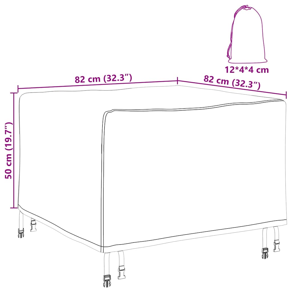 vidaXL Furniture Cover Black 82 x 82 x 50 cm 420D Oxford Fabric