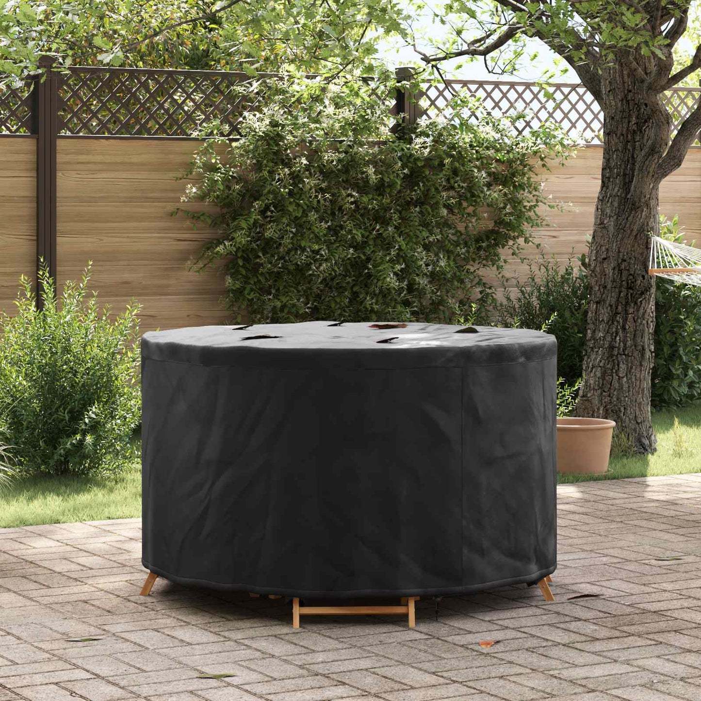 vidaXL Furniture Cover 102 x 102 x 71 cm 210D Oxford Fbric Round Black