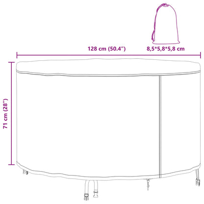 vidaXL Furniture Cover 128 x 128 x 71 cm 210D Oxford Fbric Round Black