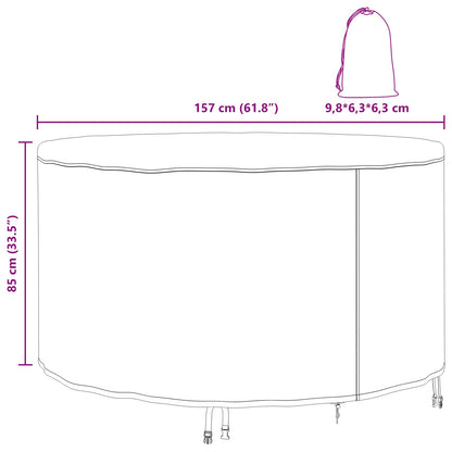 vidaXL Furniture Cover 157 x 157 x 85 cm 210D Oxford Fbric Round Black
