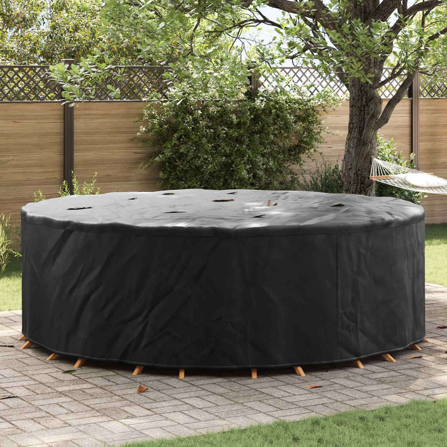 vidaXL Furniture Cover 279 x 279 x 71 cm 600D Oxford Fbric Round Black