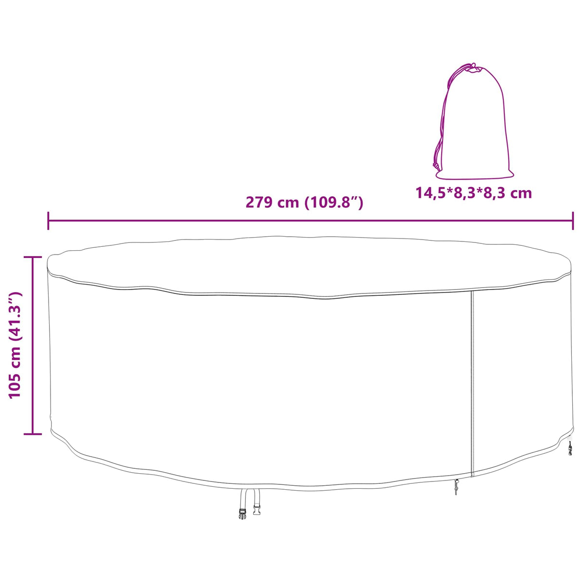 vidaXL Furniture Cover 279 x 279 x 105 cm 420D Oxford Fbric Round