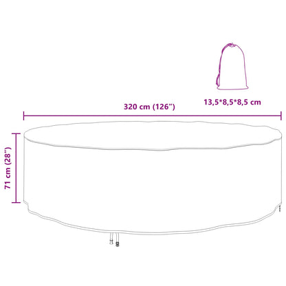 vidaXL Furniture Cover 320 x 320 x 71 cm 600D Oxford Fbric Round Black