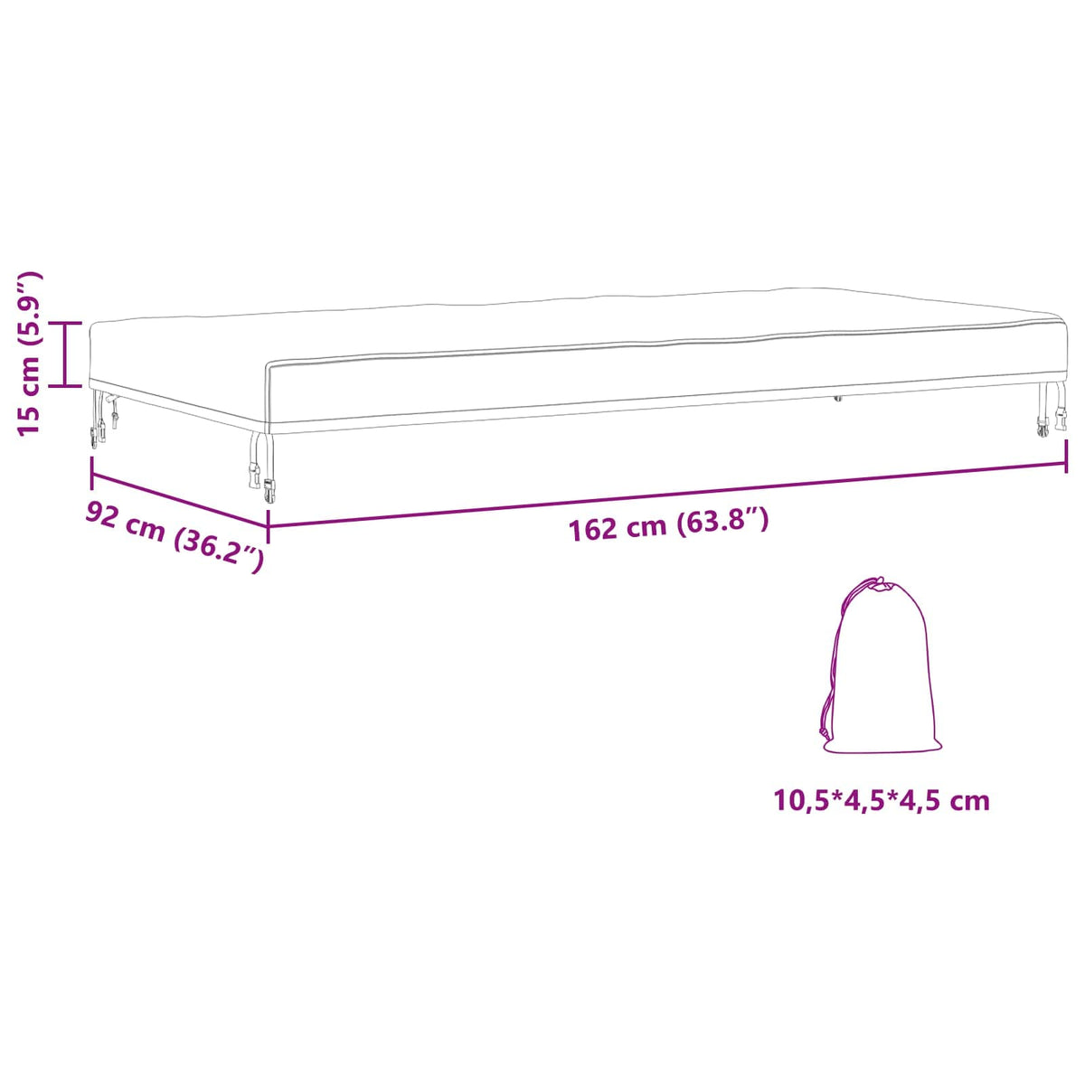 vidaXL Table Cover 162 x 92 x 15 cm Fabric Rectangular Waterproof