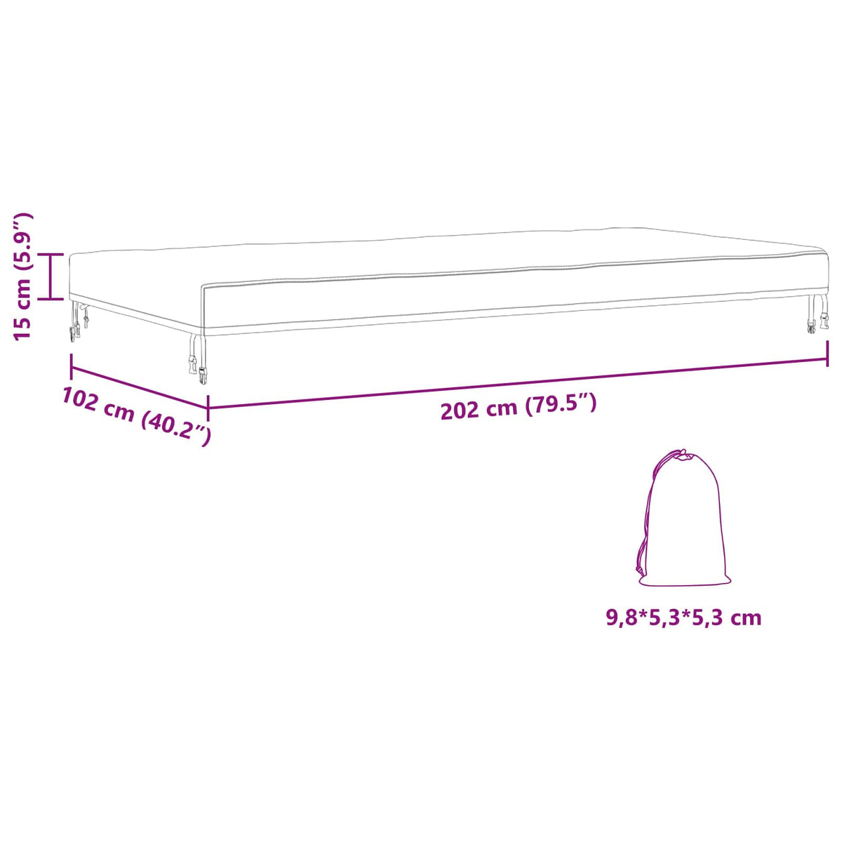 vidaXL Table Cover 202 x 102 x 15 cm Fabric Rectangular Waterproof