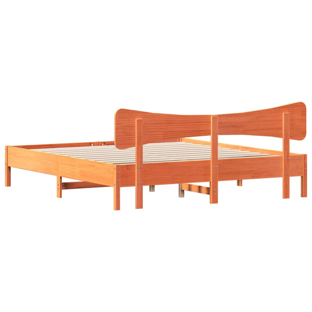 vidaXL Bed Frame without Mattress Wax Brown 180x200 cm Super King Solid Wood Pine
