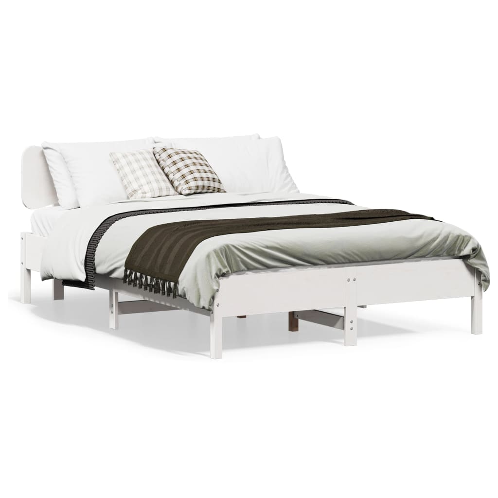 vidaXL Bed Frame without Mattress White 150x200 cm King Size Solid Wood Pine