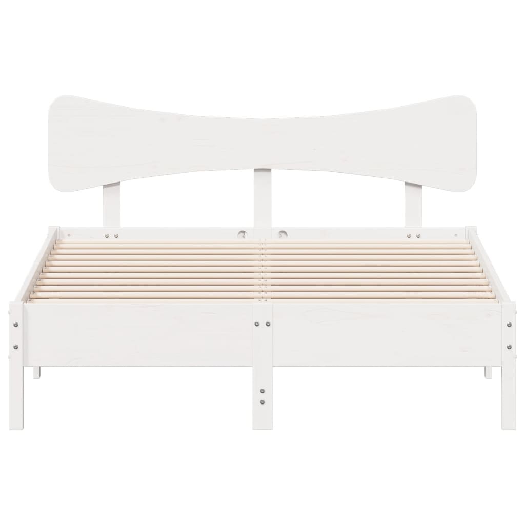 vidaXL Bed Frame without Mattress White 150x200 cm King Size Solid Wood Pine