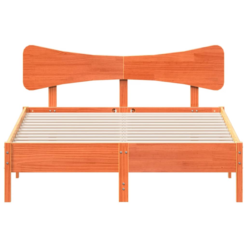 vidaXL Bed Frame without Mattress Wax Brown 150x200 cm King Size Solid Wood Pine