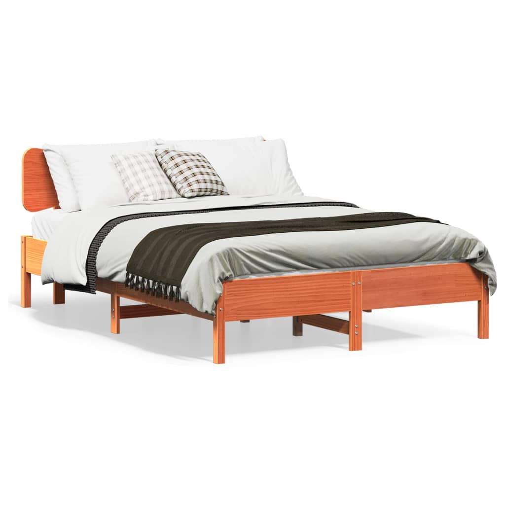 vidaXL Bed Frame without Mattress Wax Brown 140x200 cm Solid Wood Pine