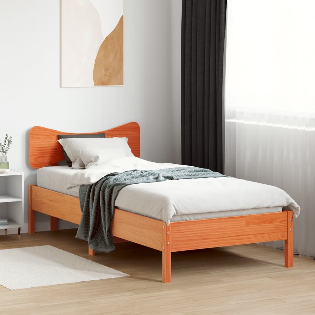 vidaXL Bed Frame without Mattress Wax Brown 100x200 cm Solid Wood Pine