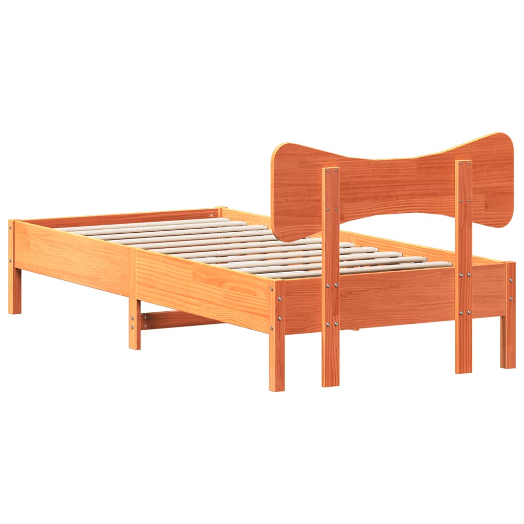 vidaXL Bed Frame without Mattress Wax Brown 90x200 cm Solid Wood Pine