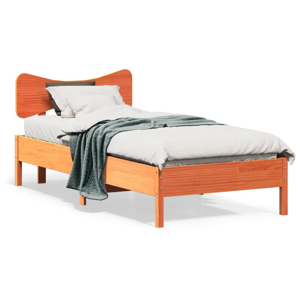 vidaXL Bed Frame without Mattress Wax Brown 90x200 cm Solid Wood Pine