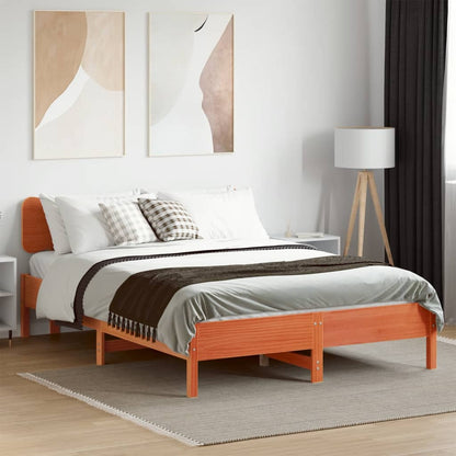 vidaXL Bed Frame without Mattress Wax Brown 140x190 cm Solid Wood Pine