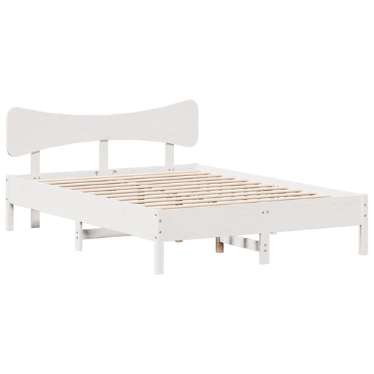 vidaXL Bed Frame without Mattress White 135x190 cm Double Solid Wood Pine