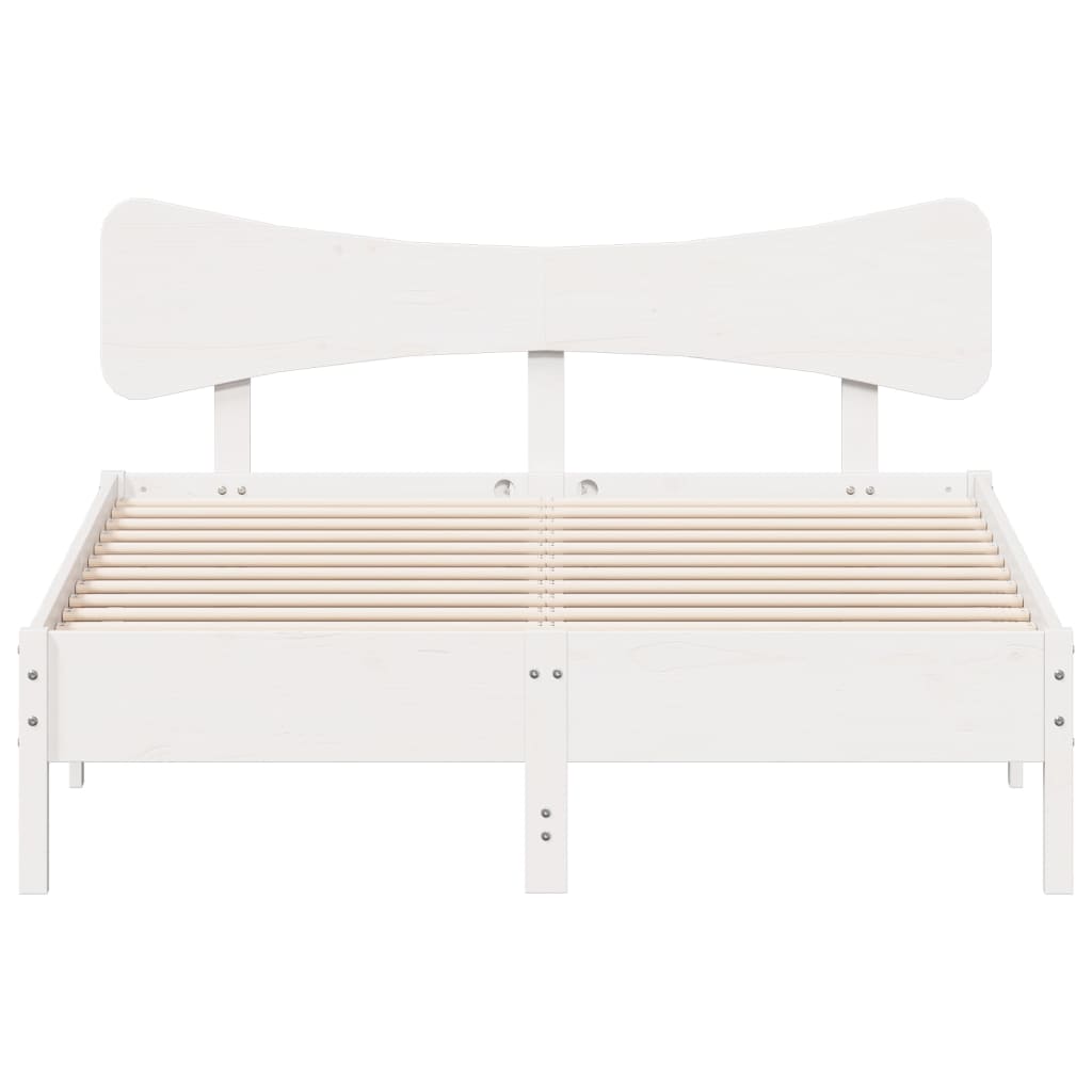 vidaXL Bed Frame without Mattress White 135x190 cm Double Solid Wood Pine
