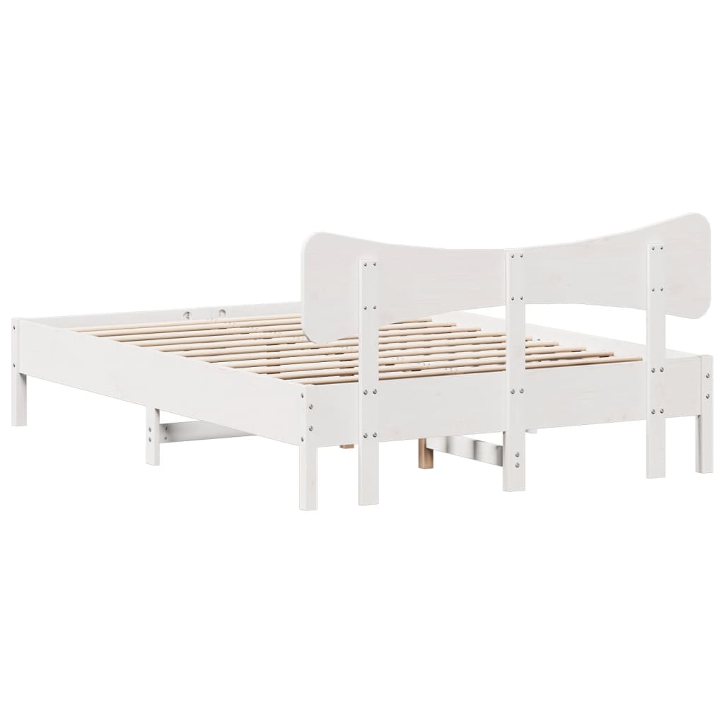 vidaXL Bed Frame without Mattress White 135x190 cm Double Solid Wood Pine